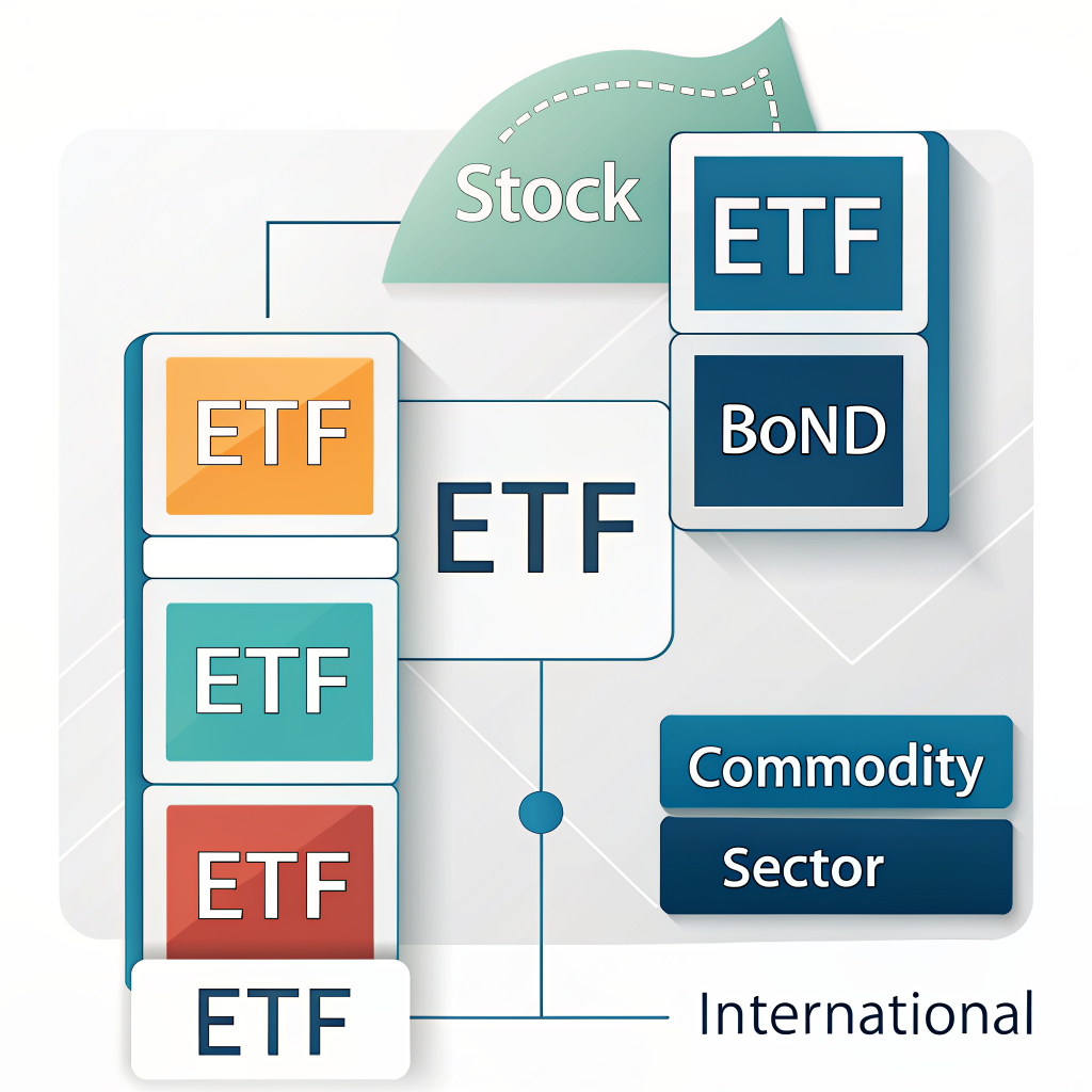 ETF 종류: 주식형, 채권형, 원자재형, 섹터형, 해외형