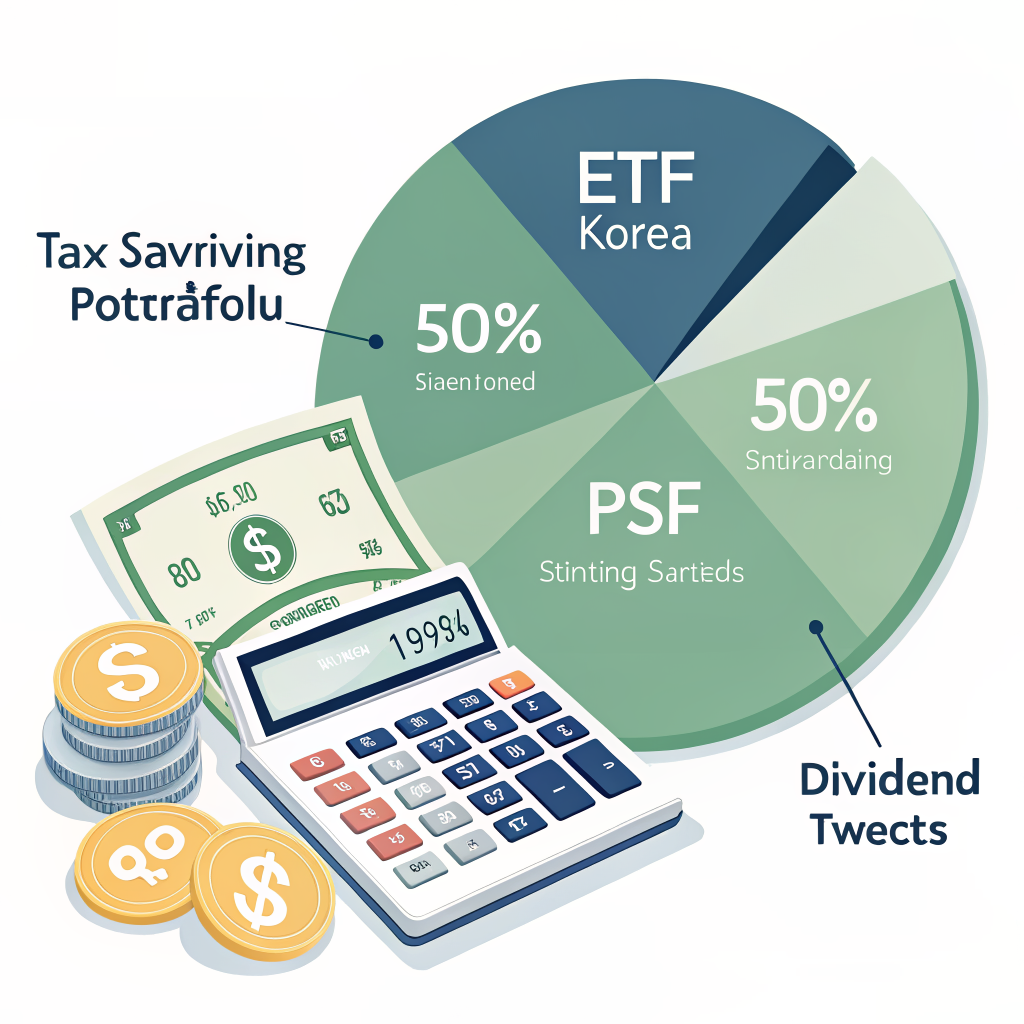 ETF 포트폴리오 분산 투자와 절세 전략 개념도