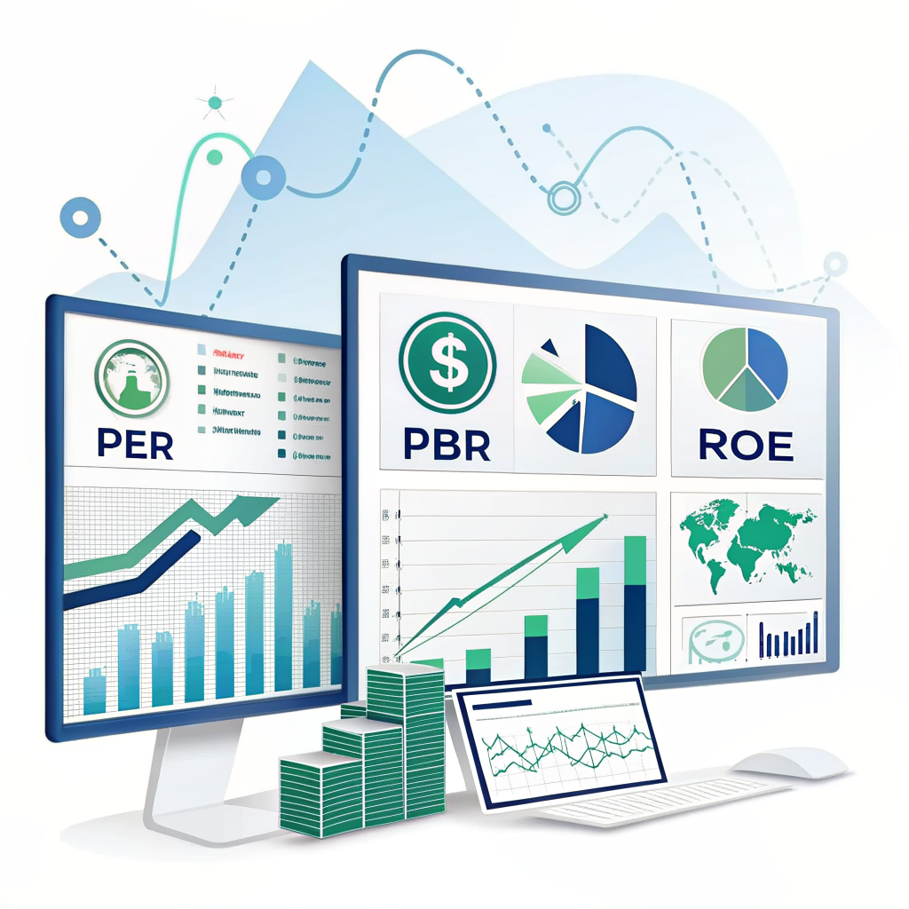 PER PBR ROE 재무지표 분석 대시보드 일러스트