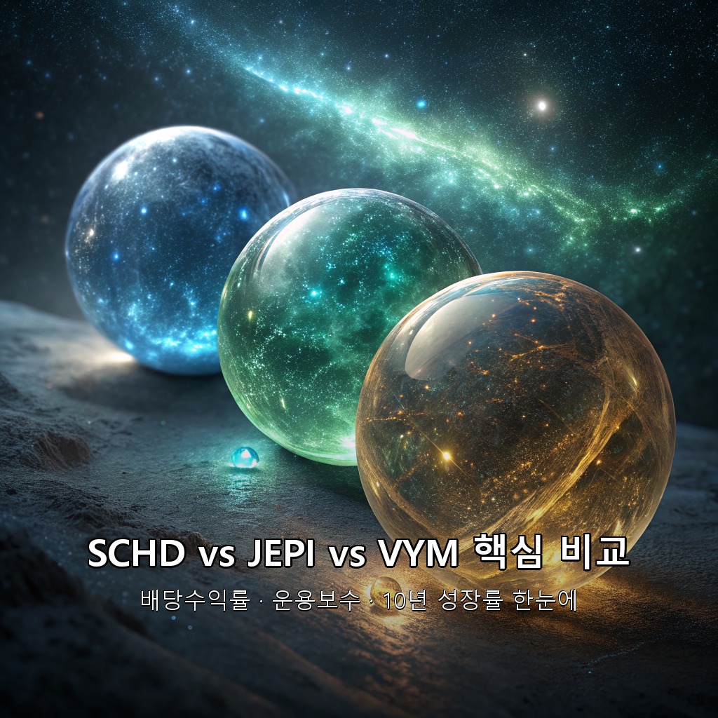 SCHD JEPI VYM 배당수익률 보수율 수익률 비교 차트 2026