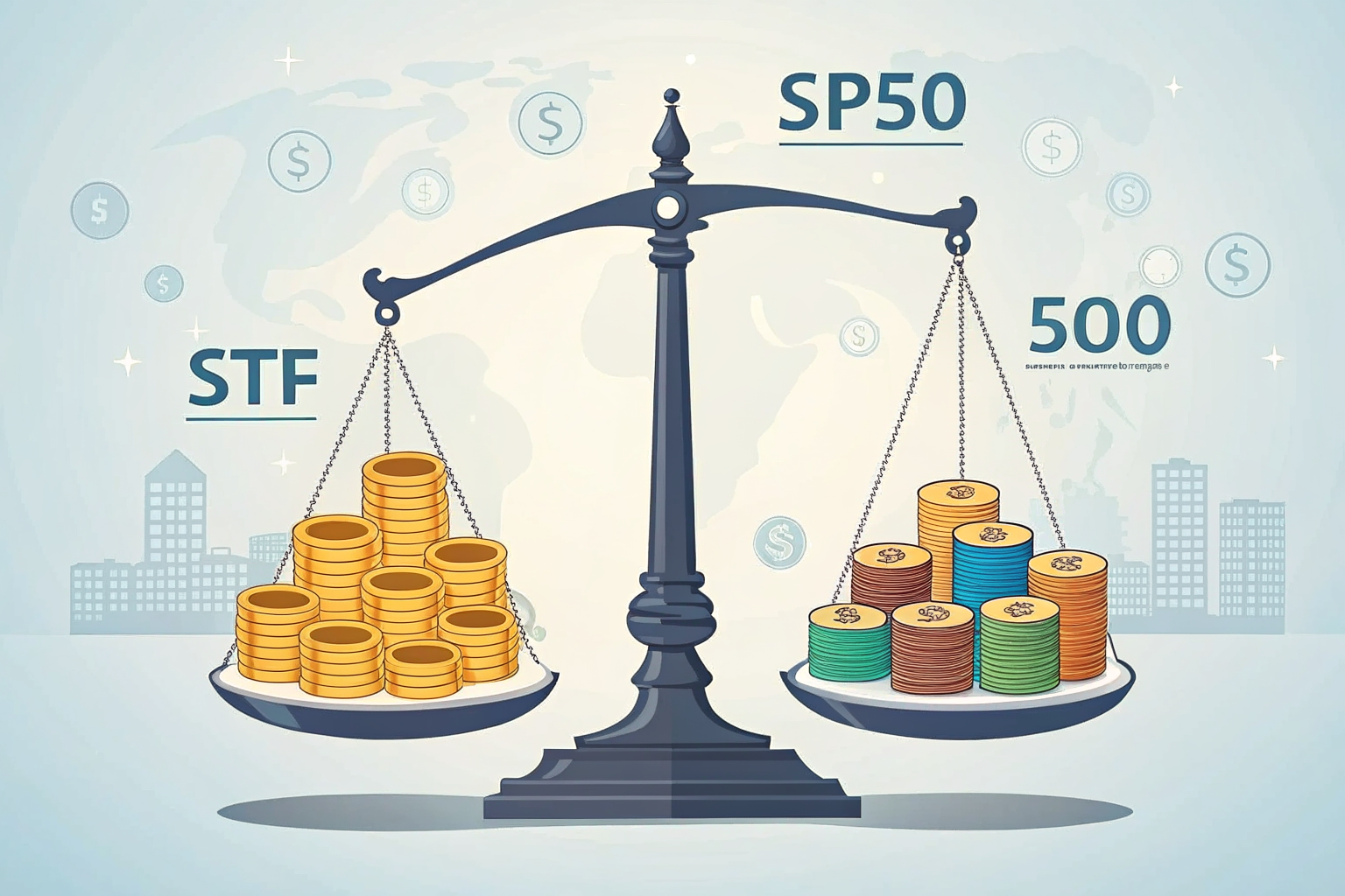 S&P500 500개 종목과 전체시장 3900개 종목 비교 일러스트